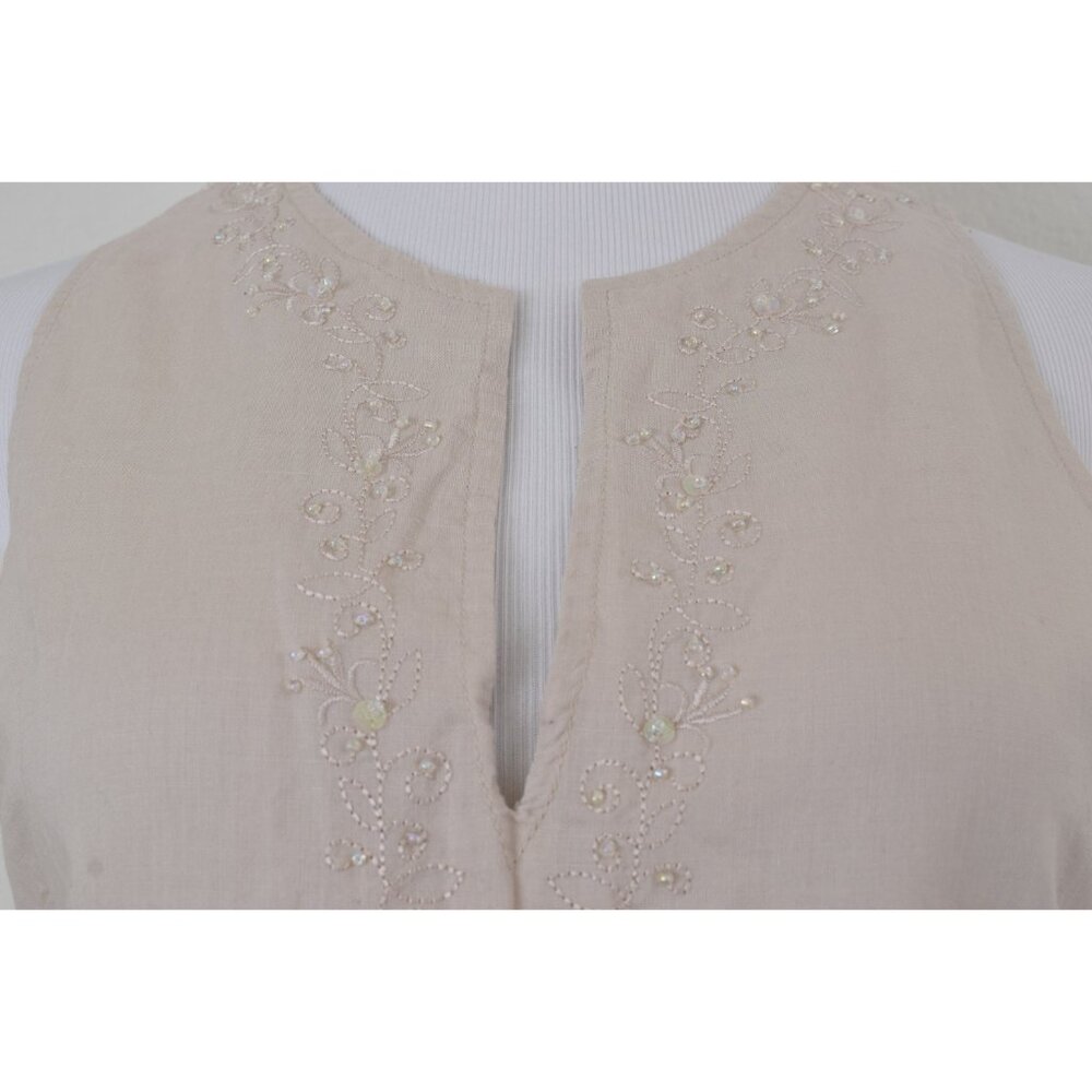 Vintage Linen/Cotton Embroidered Tunic Blouse - Picture 9 of 10
